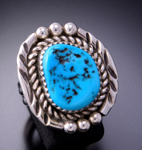 Size 8-1/2 Classic Navajo Design Kingman Turquoise Ring by Julia Etsitty3E10W