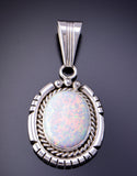 Silver & Opal Navajo Handmade Pendant by Samuel Yellowhair 3D06O