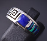 Vintage Size 5-1/4 Silver & Lapis Multistone Navajo Inlay Ring Stoneweaver 5K17U