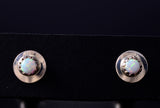 White Fire Opal - Navajo Handmade Sterling Silver Post Earrings by Juanita Manygoats - 6J31F