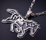 Silver Hopi Handmade Horse Running Free Pendant by Gerald Lomaventema 5H25S