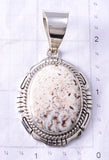 Vintage Silver & White Buffalo Turquoise Navajo Handmade Pendant by R. Hoskie 6D28O