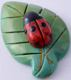 Turquise Zuni Fetish - Lady Bug on Turquoise Leaf by Reynold Lonasee 5L09L