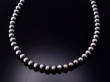 Navajo Handstrung Silver Pearls Bead necklace 5mm - 16 inches 6J31W