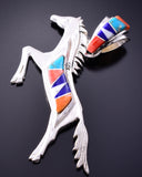 Silver Multistone Free Horse Navajo Inlay Pendant by TSF 3L08Z