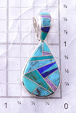 Silver & Turquoise Multistone Navajo Inlay Pendant by TSF 3L08O