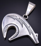 Vintage Silver Navajo Handmade Protected Heartline Bear Pendant 6A03C