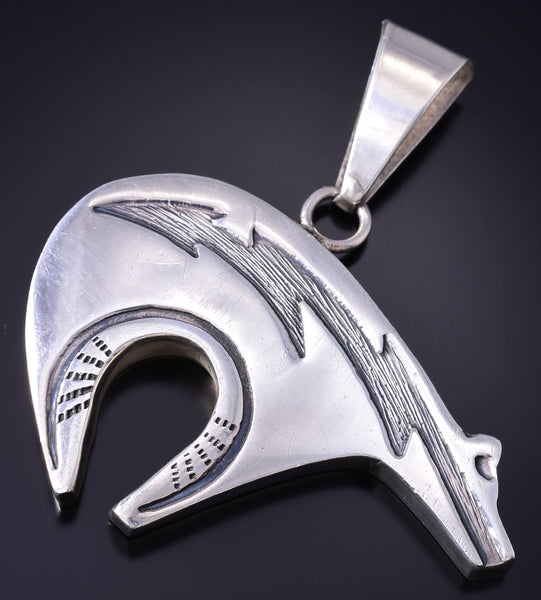 Vintage Silver Navajo Handmade Protected Heartline Bear Pendant 6A03C