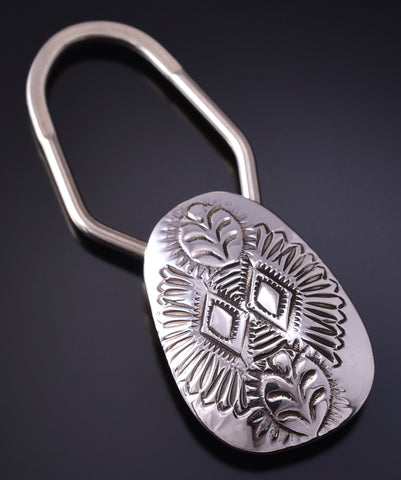 Silver Navajo Handstamped Key Ring 5B14L