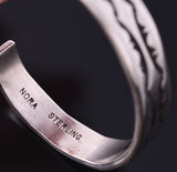 Vintage Silver Navajo Handstamped Concho Style Bracelet by Nora Bill Tahe 5H21D