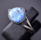 Size 8-3/4 Silver & Golden Hills Turquoise Navajo Ring Genevieve Francisco 6D27P
