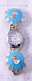 Silver & Turquoise Multistone Zuni Sunface Inlay Watch by Denise Siutza 4L07M