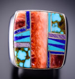Size 11 Navajo Multistone Inlay Men's Ring by Jerrison Henio 6K22B