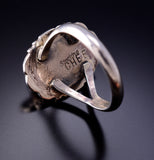 Size 6-3/4 Navajo Silver Sonoran Gold Turquoise Ring by Virgil Chee 6K27U