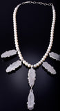 Silver & Golden Hills Turquoise Fresh Pearl Navajo Necklace by Erick Begay 5H03X