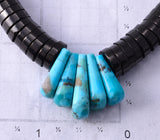 20" Santo Domingo Pueblo (Kewa) Onyx & Turquoise Necklace by Lupe Lovato 5G28D