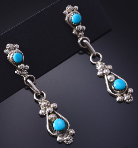 Silver & Turquoise Zuni Handmade Earrings by Verdi Booqua 5G16L