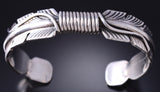 Vintage Silver Navajo Handmade Eagle Feather Bracelet by Mike Thomas Jr. 6A21N