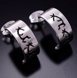 Kokopelli Silver Half Hoop Earrings By P. Skeet 4D02S