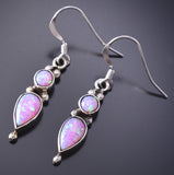 Silver & Fire Opal Navajo Handmade Earrings by Robert Martinez 6G29Y