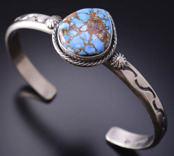 Silver & Golden Hills Turquoise Navajo Waterdrop Bracelet by Sam Yellowhair 6H31D