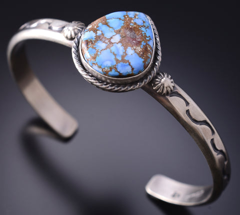 Silver & Golden Hills Turquoise Navajo Waterdrop Bracelet by Sam Yellowhair 6H31D