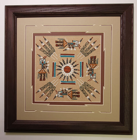 Navajo Sandpainting by Glen Nez - Sun and Yei-bi-chei 5J08D
