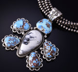 Silver & Golden Hills Turquoise Navajo Turtle Pendant by Erick Begay 5H03D