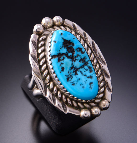 Size 8-1/2 Classic Navajo Design Kingman Turquoise Ring by Julia Etsitty3E10S