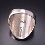 Size 11-1/2 Silver Navajo Handmade Turtle Mens Ring by Calvin Peterson 3G05P