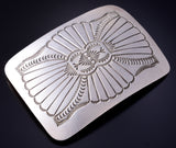 Navajo Stamped Silver Belt Buckle by Joan Silver 5L17Y
