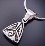 Reversible Silver Multistone Navajo Inlay Triangle Pendant by TSF 3L08L