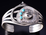 Silver & Kingman Turquoise Cowboy Rancher Navajo Bracelet by Bobby Platero 5L20M