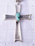 Vintage Silver & Turquoise Navajo Pearls w/ Cross Pendant Necklace 5G28Q