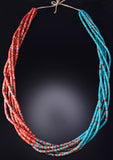 6-Strand Multistone Santo Domingo Pueblo Twirl Necklace by Mary Tafoya 6H06P