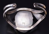 Vintage Silver & Turquoise Feathers Navajo Open-Faced Bracelet signed DW 5J29Y