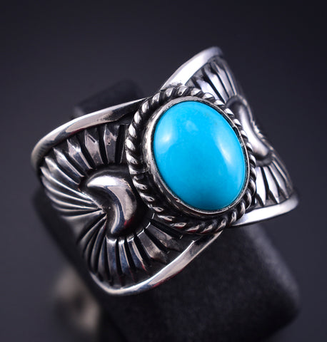 Size 6 Silver & Turquoise Navajo Handmade Ring by Derrick Gordon 5K10W