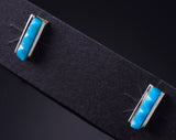 Silver & Turquoise Slender Zuni Handmade Post Earrings by Dentin Bobelu 5G22H