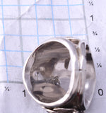 Size 9-3/4 Silver & Turquoise Wolf Mens Ring by Jeanette Saunders 3G05R