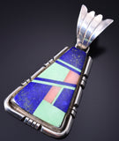Vintage Silver Multistone Navajo Inlay Pendant 6A03X