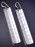 Silver Navajo Handstamped Long Earrings 4K07D