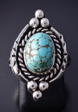 Vintage Sizse 6-1/4 Silver & Turquoise Navajo Ring 5K17V