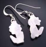 Silver & Turquoise w/ Fire Opal Zuni Flower Earrings by Marsha Quam 5G18W