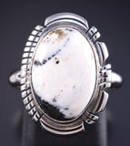 Size 7 Silver & White Buffalo Turquoise Navajo Ring by Antoinette Martinez 5L25R