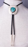 Vintage Sterling Silver & Turquoise Nugget Bolo Tie - Navajo 5L23Y