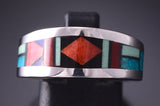 Size 6-3/4 Silver Multistone Navajo Inlay Ring by Jim Harrison 4C13O