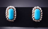 Silver & Turquoise Zuni Handmade Earrings by David Lallo 4A29S