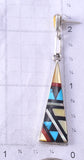 Silver & Turquoise Multistone Zuni Inlay Long Earrings Kathy Boone 5G18Y