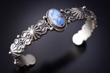 New Traditional Style Navajo Silver Bracelet With Golden Hills Turquoise by Thomas Yazzie 6K28U