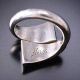 Pre-owned Adjustable Silver Multistone Navajo Inlay Wrap Ring by Albert Nells 6D28X